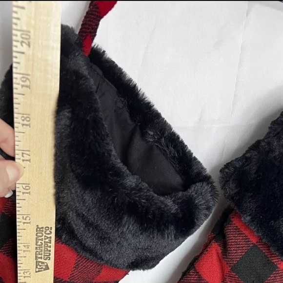 Christmas Red & Black Buffalo Check Faux Fur Stockings Set Of Two - Picture 7 of 8